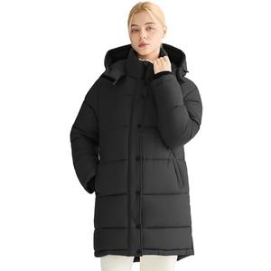Orolay CHIIONE Winter Puffer Jacket Women's Mid-Length Relaxed Fit Warm Down Coat with Hood, Windproof Winter Parka L