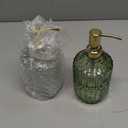COHOSEGE 17 Oz Green Glass Kitchen Soap Dispenser for Dish Soap, 2 Pack Bathroom Soap Dispenser Set with Gold Rust Proof Pump for Lotion, Hand Soap Or Body Wash