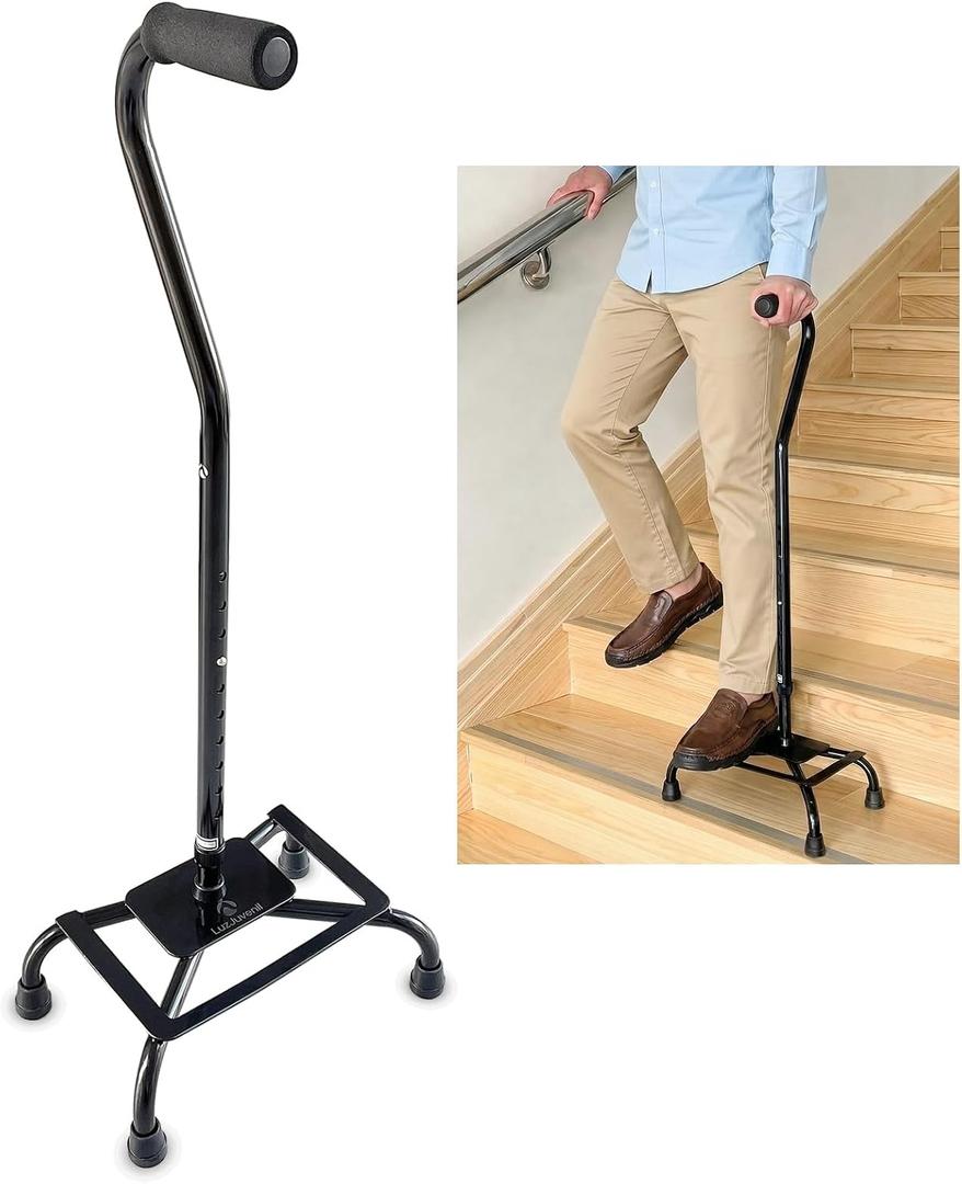 Stair Assist Cane with 500 lbs Heavy Duty Platform - Mobility Aid for Seniors & Post-Op Recovery, Black, Standard