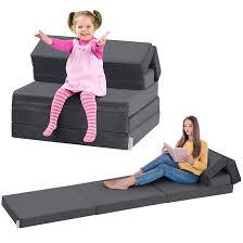 Kidirect Toddler Couches That Fold Out, 6-in-1 Kids Couch Bed Fold Out, Convertible Kids Lounge Chair for Playroom, Foldable Soft Play Toddler Climbing Toys Indoor and Foam Climbing Blocks(Grey)