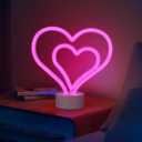 Valentines Day Decorations for Party - Heart Decor Neon Sign,Lights Up Sign for Bedroom,Table,Home Room,Battery Powered Led Lamp Decor Gifts for Women and Teen Girls,Wedding Anniversary Romantic Night
