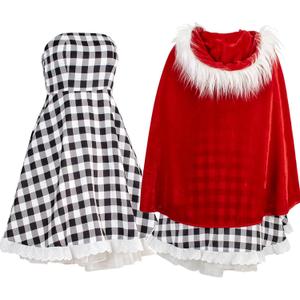 7pcs Cartoon Characters Costume Kids Girls Red Dress Cape Gloves Socks Bow Necklace Christmas Halloween Cosplay (120)