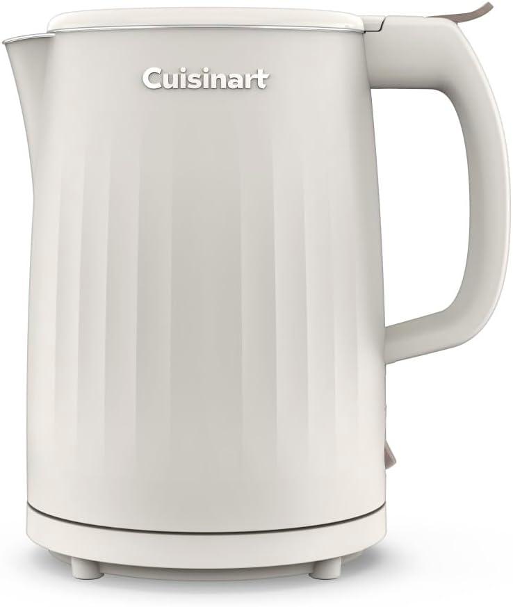 Cuisinart Soho 1-Liter Double Wall Electric Hot Water Kettle, Tea Kettle with Stainless Steel Interior, One Touch Operation to Boil Water for Tea, Hot Cocoa, or Instant Oatmeal, CK-10TR, Truffle