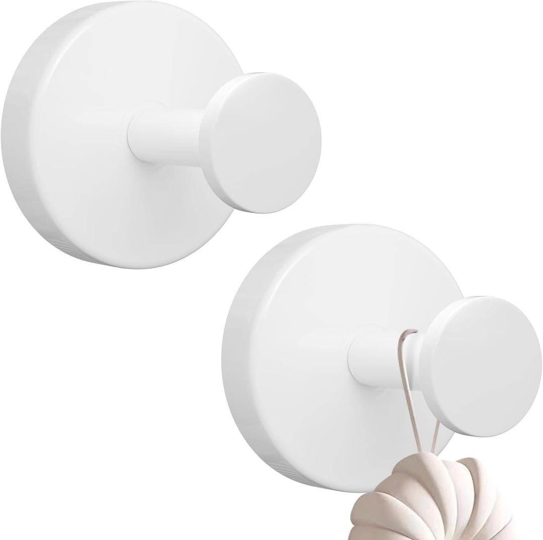 FANYITY 2-Pack Wheit Suction Cup Hooks for Shower and Bathroom - 15lbs Heavy Duty Shower Hooks for Glass Door, Mirror, Tile Wall | Bathroom Towel Holder, No Drill Hanging Hangers (Wheit 2)
