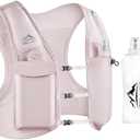 Zelvot Running Vest for Women Men, USA Original Patent, Adjustable Chest Straps Running Hydration Vest with 500ml Soft Flask, Lightweight Breathable Reflective Running Vest for Marathon Pink S