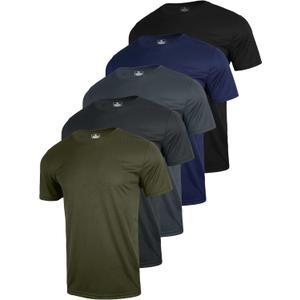 3 & 5 Pack Shirts for Men Moisture Wicking Workout Performance Dry Fit Mesh Gym Athletic Running T-Shirt (4X-Large, Black Blue Grey Green Gray)
