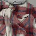Boys Girls Casual Flannel Plaid Hoodies Spring Fashion Button Down Shirts Long Sleeve Cute Lightweight Jacket Coats, Burgundy White 13-14y