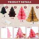 Faccito 8 Pcs Neutral Paper Christmas Tree Honeycomb Centerpiece Paper Honeycomb Christmas Tree with 2 LED Light Strings Holiday Hanging Decoration Table Centerpiece (Bright Color)