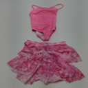 Girls One Piece Swimsuits with Mesh Skirt Tanikini Bathing Suit Swimwear (13-14 Years, Hot Pink)