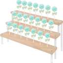 1PCS 3-Tier Wood Cake Pop Stand with Acrylic Sticks, Cupcake Dessert Display Stand Riser for Wedding Birthday Party Christmas Day