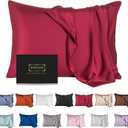 Mulberry Silk Pillowcase for Hair and Skin,Queen Size Cooling Silk Pillow Case with Hidden Zipper,Allergen Proof Dual Sides Soft Breathable Smooth Silk Pillow Cover for Women(Queen,Dark Red)