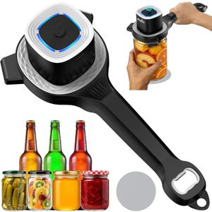 Electric Jar Opener for Seniors with Auto-Adjusting Gripper, Rechargeable Jar & Bottle Openers for Weak Hands and Arthritis, Easy Twist Off Lid Opener with Rubber Gripper Pad, Fits 1"-3.5" Lids(White)