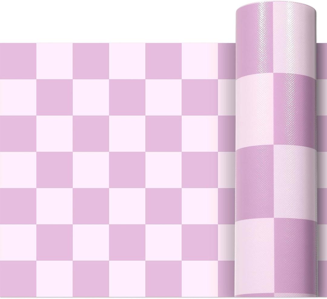 Purple Checked Bulletin Board Roll Reusable Waterproof Erasable Pastel Purple Non-Woven Fabric Bulletin Board Roll Wrinkle Resistant Background Poster for Classroom Decor Wrap DIY Crafts 15.7" x 20ft