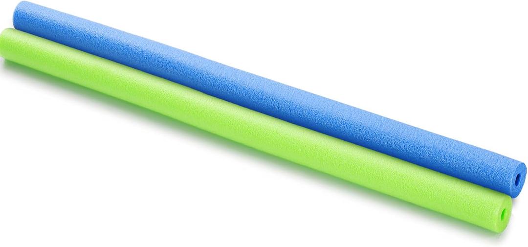 Hollowfly 2 Pcs Pool Noodles Floating 1.6 x 40 Inches Small Pool Noodles Foam Tube Hollow Floating Training Device Swimming Craft Projects Padding Bumper(Blue and Green)