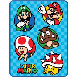 Franco Nintendo Super Mario Gaming Kids Bedding Super Soft Micro Raschel Throw, 46 in x 60 in, (Official Licensed Product)