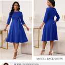 RUMIA Women's Cocktail Dresses 3/4 Sleeve Formal Vintage Wedding Guest Dress (XS-3XL) (Blue, M)