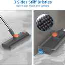 Scrub Brush with Long Handle, Floor Scrub Brush Squeegee Broom for Cleaning, 3 in 1 Shower Scrubber Floor Broom Squeegee for Concrete Tile Wall Deck Patio Grey