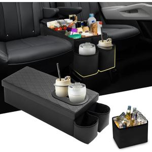 Mixsuper Liner Car Seat Organizer for Kia Sorento 2021-2026, Console Organizer Backseat Box with Cup Holders for Kia Sorento, Kids Toys Baby Supplies Dog Toy Box Storage Bin Travel Accessories
