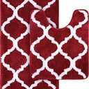 Amazon.com: OLANLY Bathroom Rugs Set 2 Piece, Microfiber Bath Shower Mat and U-Shaped Toilet Rug, Machine Wash Dry, Non-Slip Absorbent Shaggy Bath Mats for Tub, Shower and Bathroom (24"x16"+24"x20", Burgundy): Home & Kitchen