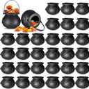 30 Pack Halloween Plastic Candy Cauldrons,Mini Black Witch Candy Buckets with Handles for Party Favors,Holiday Decor,Trick or Treat