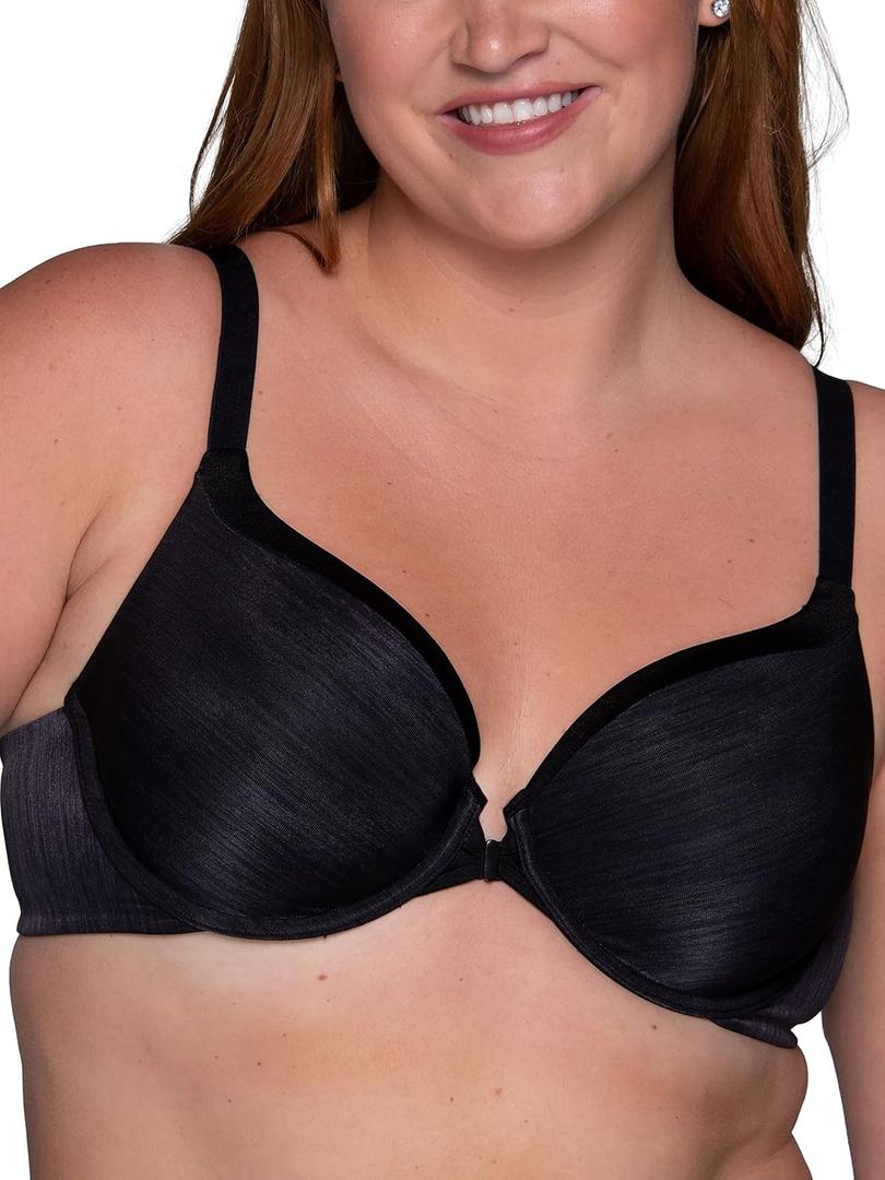 Vanity Fair Women's Illumination Front Closure Bra, 3-Way Convertible Straps, Lightly Lined Cups up to DD (Black)