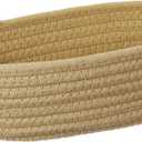 uxcell Yellow Small Cotton Rope Woven Storage Basket, Shelf Closet Storage Gift Woven Baskets Cute Nursery Box Bin Decor Organization Bin for Home Supply, Oval, 9.9x2.8
