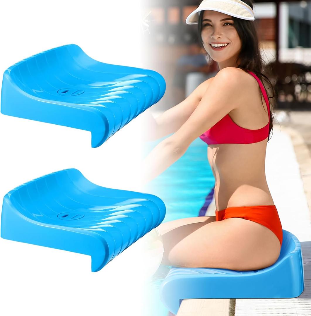 2 Pcs Poolside Chairs for Edge of Pool Portable Outdoor Chair for Poolside Pool Chair with Built in Lip for Camping, Picnic, Swimming, Beach Accessories (Blue)