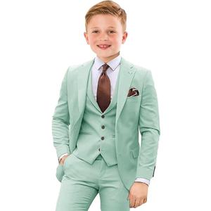 Boys Suit 4 Piece Slim Fit Kids Tuxedo Suit Formal Wedding Outfit Blazer Vest Pants Set with Tie 6Y