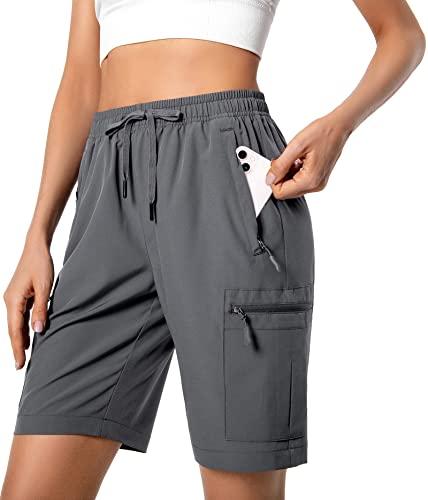 Women's Lightweight Hiking Cargo Shorts Quick Dry Athletic Shorts for Camping Travel Golf with Zipper Pockets Water Resistant Dark Grey, L Women's Lightweight Hiking Cargo Shorts Quick Dry Athletic Shorts for Camping Travel Golf with Zipper Pockets Water Resistant Dark Grey, L