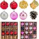 Christmas Ball Hanging decorations2.36 inch, 32 Pieces of shatterproof Christmas Tree Decoration Balls Set, Suitable for Party Floral Christmas Tree Decoration (2.36 inches 32 Balls)