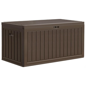 YITAHOME 90 Gallon Large Deck Box, Double-Wall Resin Outdoor Storage Boxes, Deck Storage for Patio Furniture, Cushions, Pool Float, Garden Tools, Lockable & Waterproof (Brown)