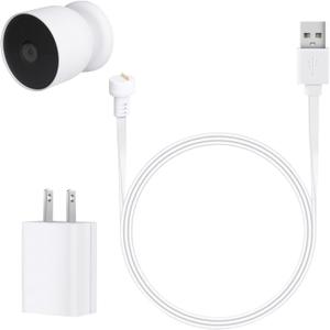 Power Adapter for Google Nest Cam Outdoor or Indoor, Battery-2nd, 10ft/3m Flat Weatherproof Outdoor Charging Cable Provide Continuous Power Supply for Your Nest Camera - White