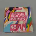 ARTISTRO Dual Tip Acrylic Paint Markers - Easy for All Ages & Levels Acrylic Paint Pens for Fabric, Rocks, Paper, Wood, Canvas, Glass, DIY (Dual Tip Brush + Fine, 48)