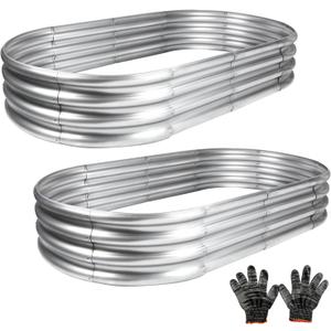 2Pcs Raised Garden Bed, Galvanized Planter Raised Garden Beds for Outdoor, 4x2x1ft, Vegetables,Flowers &Herbs,Heavy Duty Metal Raised Garden Beds Outdoor,Rust-Resistant & Easy Assembly (Silver)