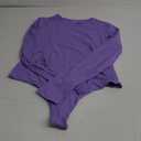PUMIEY Women's Crew Neck Long Sleeve Bodysuit Sexy Tops Sharp Collection, Violet, Size XL