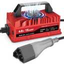 15 Amp Golf Cart Charger for 48 Volt EZGO RXV & TXT Lead Acid Battery with Upgraded 3-Pin Triangle Plug