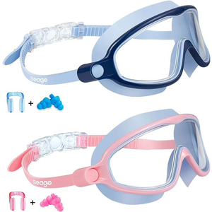 Seago Swim Goggles 2 Pack Anti-Fog Anti-UV Wide View Swimming Goggles for Kids 3-14