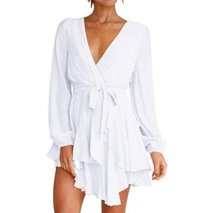 Women V Neck Elegant Dress Casual Loose Long Sleeve Bowknot Vacation Leopard Dresses That Hide Belly Fat Oversized, Small