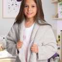 Mad Dog Sherpa Fleece Cardigans for Girls 5-12 Y, Cozy Kids Winter Fall Sweater Coats, Long Jacket for Home & Outdoor Wear (9-10 Years)