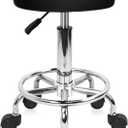 Rolling Chair Stool with Wheels 400lb Capacity Adjustable Height Vanity Stool 3" Memory Foam Seat Quiet Wheels Chair for Salon Tattoo Spa Pedicure Makeup Studio (Black)