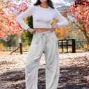 TARSE Womens Barrel Sweatpants Loose Fit Lounge Pants Casual Wide Leg Pants Cotton Comfy Elastic Waist Joggers with Pockets (Gray, XL)