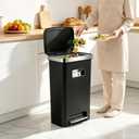 Trash Can with lid, 12 Gallon Slim Tall Garbage Can,Black