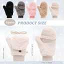 6 Pairs Fur Flip Mittens Women for Winter Warm Soft Half Finger Fingerless Convertible Fuzzy Gloves (Multicolor)