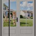 Magnetic Screen Door Left/Right Opening Fits Door Size 70"x80", Screen Size 73" x 81", Heavy Duty Thicker Reinforced Mesh, Keep Bugs Out, Pet & Kid Friendly, Hands Free (Black)