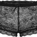 OYOANGLE Women's Floral Lace See Through Shorts Elastic Waist Bow Knot Y2k Going Out Shorts (Medium, Black)
