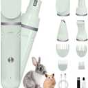 Lyrzzey Guinea Pig & Rabbit Grooming Kit 2 in 1 – Cordless Hair Clipper & Nail Grinder for Small Animals– Low-Noise Rechargeable Nail Clippers Electric - Green