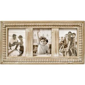 Rustic Distressed Picture Frames Collage with Decorative Beads, 3 Opening 4x6 Photo Frames Farmhouse Picture Frame for Table or Wall Hanging, Gift Idea for Family and Friends