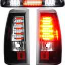 LED Tail Light + 3rd Third Brake Light Fit for Chevy Silverado GMC Sierra 1500 2500 3500 1500 HD 2500 HD 2003-2006, for Chevy Silverado GMC Sierra Classic Models 2007, 3 Pcs, Chrome Housing Clear Lens