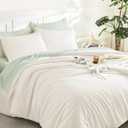 Litanika Ivory Comforter Set King Size, 3 Pieces Lightweight Solid Bedding Comforter Set, All Season Fluffy Bed Set (104x90In Comforter & 2 Pillowcases)