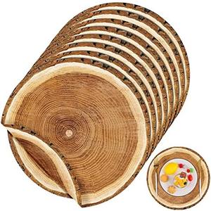 Amazon.com: durony 60 Pack 13.8 Inches Wooden Slice Paper Placemats Disposable Rustic Wood Grain Round Table Mats for Vintage Country Wedding Birthday Party Table Setting Decorations : Home & Kitchen